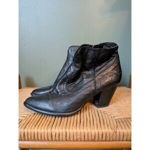 FRYE Womens Black Leather Western Ankle Boots Sz 6.5 Cowgirl Festival Boho Barn